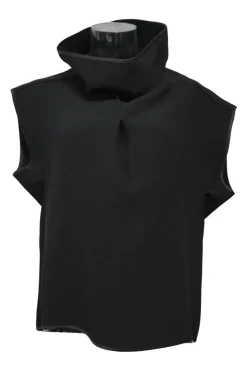 Black dolman sleeve funnel collar bloyse