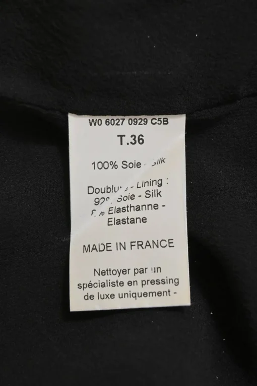 Black draped bias-cut silk batwing sleeve zip-up plunge neck blouse