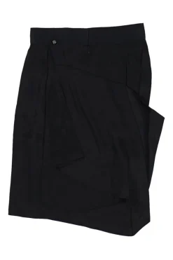 Black draped silk convertible pencil skirt