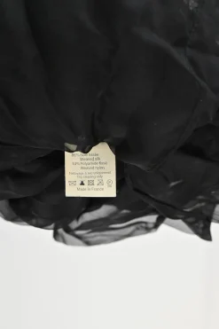 Black draped silk mixed-media one shoulder sheath dress