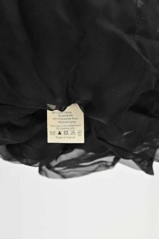 Black draped silk mixed-media one shoulder sheath dress