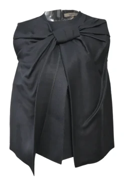Black draped viscose-blend sleeveless knot blouse phoebe philo