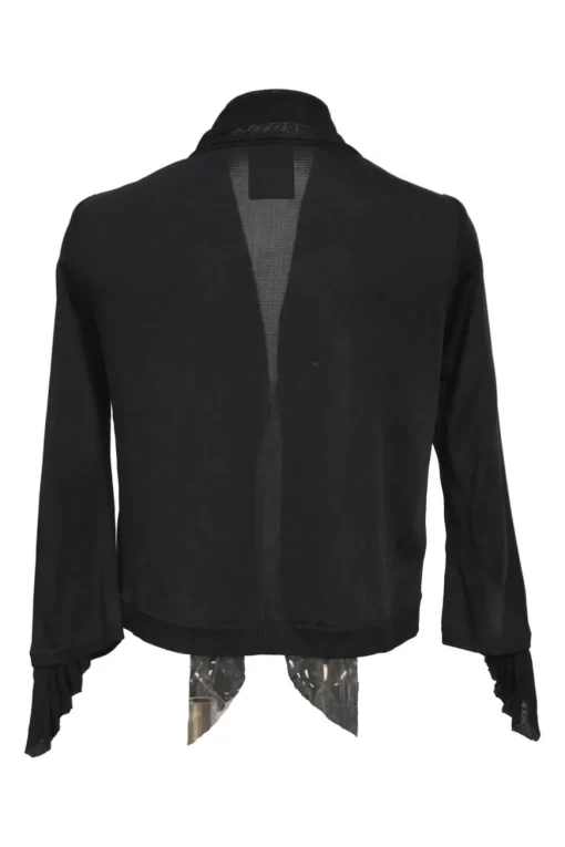 Black draped viscose-blend open-front cardigan