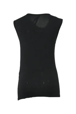 Black draped viscose-blend ruched tank top
