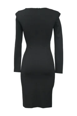 Black draped viscose-blend wrap-effect mini sheath dress