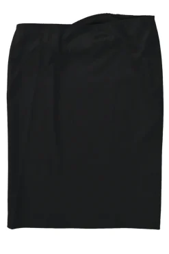 Black draped wool-blend low-rise pencil skirt with knot detail at hip