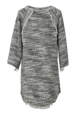 Black fringe cotton-blend Emany bouclé tweed cropped sleeve shift dress