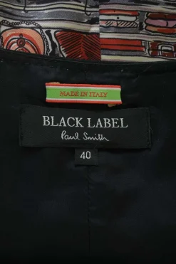 Black Label black wool-blend button-front foulard waistcoat with contrasting back panel