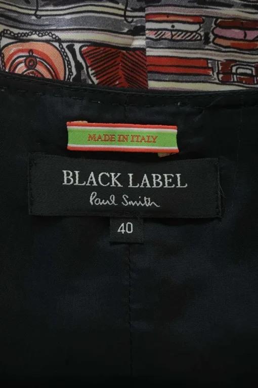 Black Label black wool-blend button-front foulard waistcoat with contrasting back panel