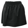 Black lambskin leather mini skirt with elasticated waistband
