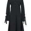 Black Long-sleeve Wool-blend Shirt Dress