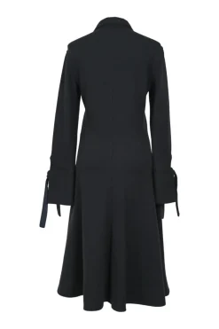 Black Long-sleeve Wool-blend Shirt Dress
