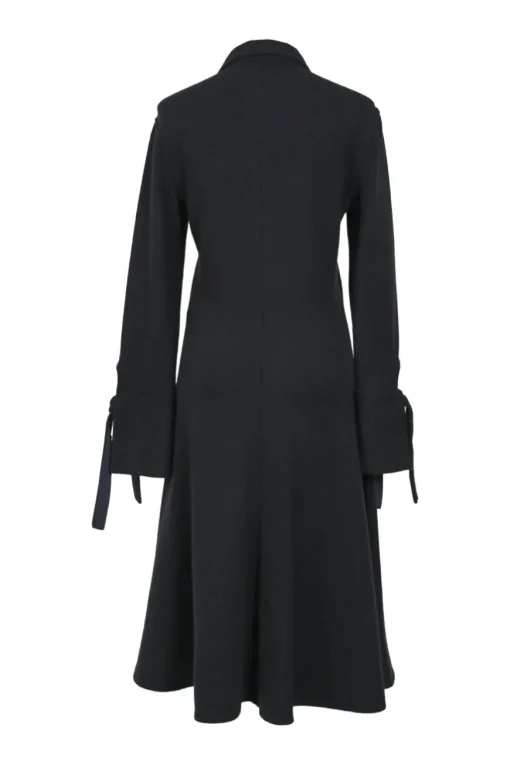 Black Long-sleeve Wool-blend Shirt Dress