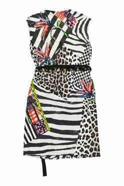 Black mixed-media embellished rayon-blend wrap sheath dress with studded tie-waist fastening