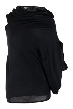 Black one puffy shoulder fitted mini dress