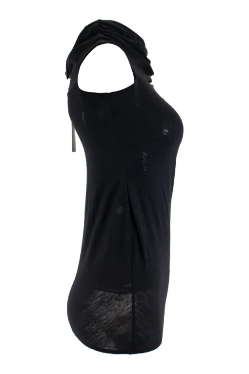 Black one puffy shoulder fitted mini dress