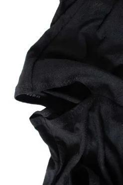 Black one puffy shoulder fitted mini dress