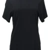 Black organic cotton jersey knit crewneck pullover T-shirt
