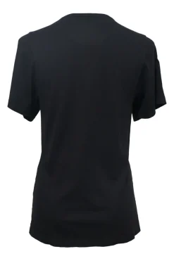 Black organic cotton jersey knit crewneck pullover T-shirt