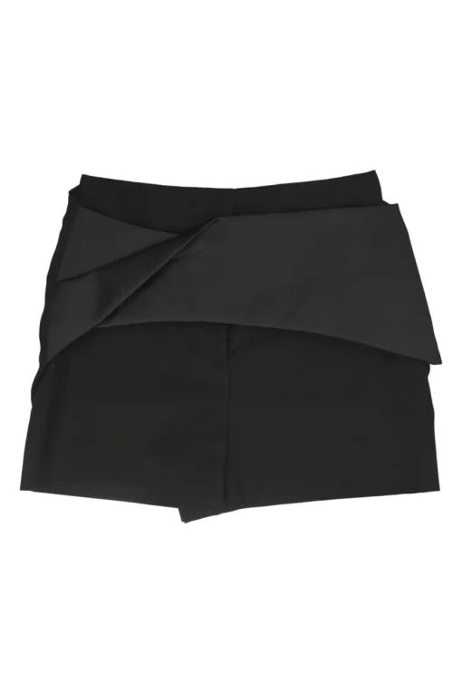 Black origami drape wool-blend mini skirt