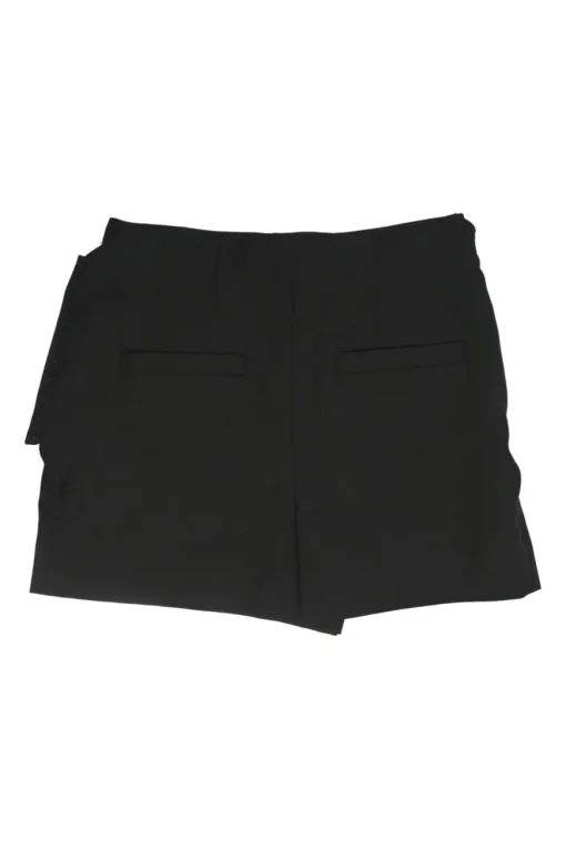 Black origami drape wool-blend mini skirt