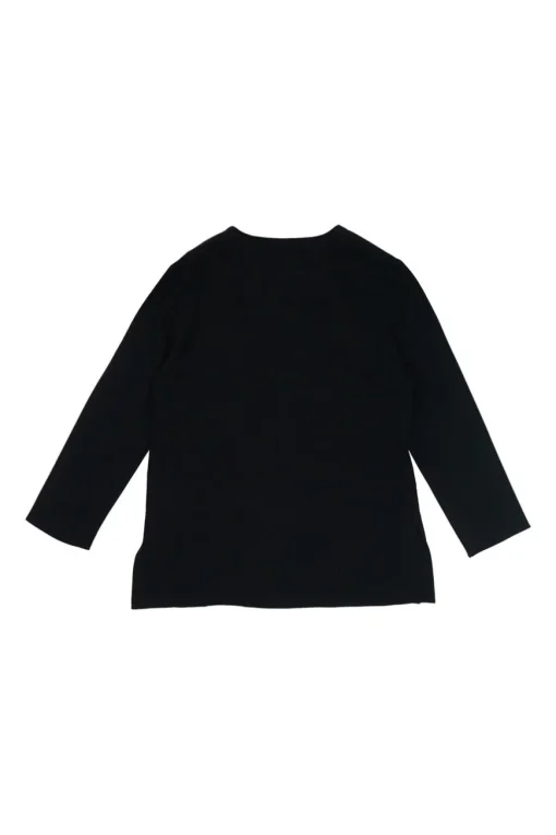 Black paneled silk cropped sleeve V-neck top