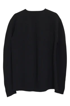 Black paneled wool-blend crêpe v-neck pullover cocoon top