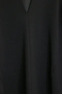 Black paneled wool-blend crêpe v-neck pullover cocoon top