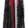Black panelled cotton-blend lace point collar shirt with contrasting lace appliqué details