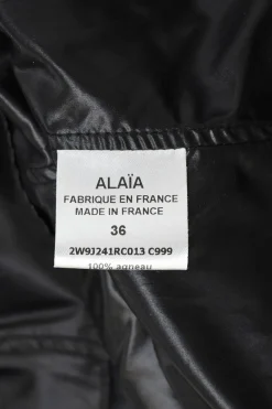 Black panelled leather high-waisted A-line swing skirt