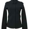 Black point collar button-front shirt