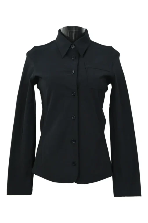Black point collar button-front shirt