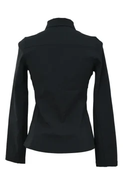 Black point collar button-front shirt