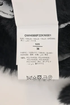 Black polyamide chenille shag knit fuzzy gloves strapless mini dress