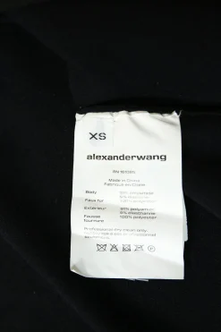 Black polyamide knit crewneck cropped cardigan