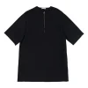 Black polyamide-blend crewneck pullover half-zip boxy t-shirt