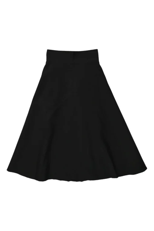 Black polyamide-blend dobby pull-on A-line midi circle skirt