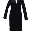 Black polyamide-blend Milarose power mesh choker midi corset sheath dress