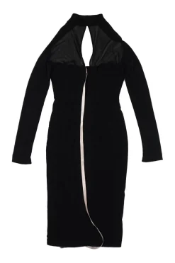 Black polyamide-blend Milarose power mesh choker midi corset sheath dress