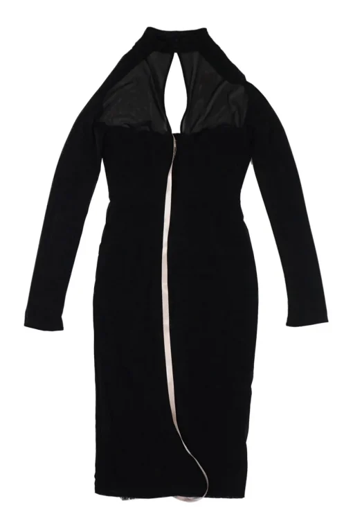Black polyamide-blend Milarose power mesh choker midi corset sheath dress