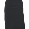 Black polyamide-blend pull-on low-rise slip skirt