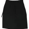 Black polyamide-blend pull-on wrap-effect apron-style knee-length skirt