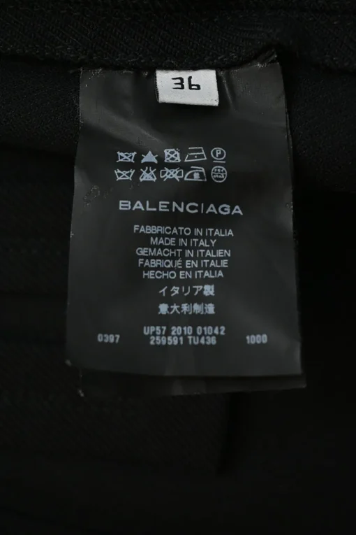 Black polyamide-blend pull-on wrap-effect apron-style knee-length skirt