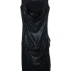 Black polyester confetti dot lamé cocotte sheath dress