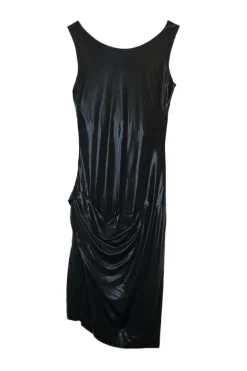 Black polyester confetti dot lamé cocotte sheath dress