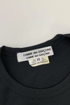Black polyester crewneck flounce sleeve top