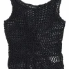 Black polyester crochet tank top