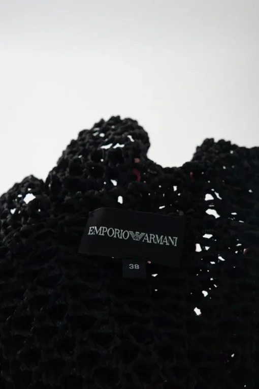 Black polyester crochet tank top