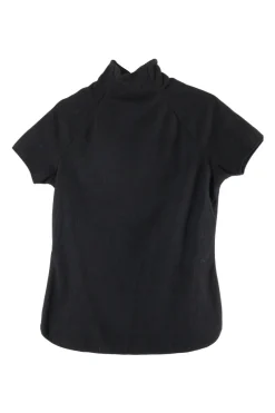 Black polyester mock neck raglan sleeve top