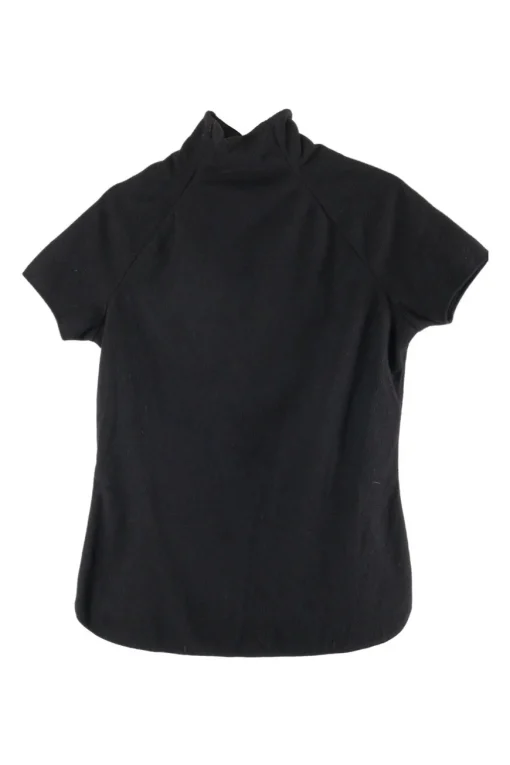 Black polyester mock neck raglan sleeve top